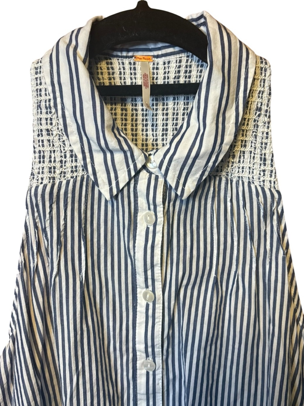 Free People Be Real Striped Button Front Ruffle Mini Dress Size Small - Picture 5 of 10
